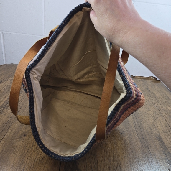 Vtg Woven Southwestern Aztec Sisal Jute Market Bag - Picture 2 of 9